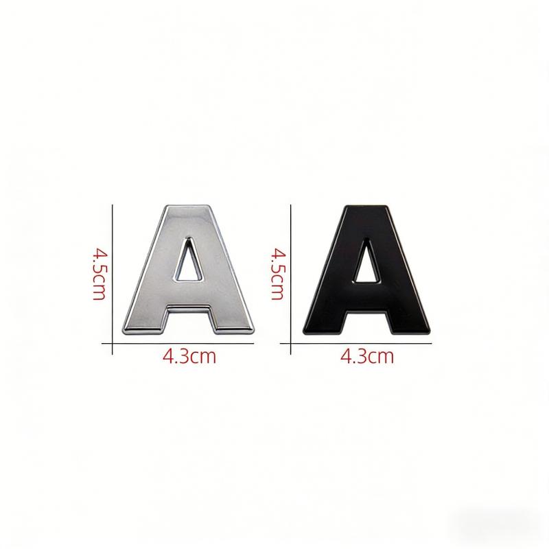 AAYJ1 25mm 45mm DIY 2015 3D Sharp Letters Numbers Full Alphabat Nameplate Logo Trunk Badge Sticker I Love Any Cars Black Chrome