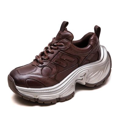 GKTINOO 2024 Осень Новые Ретро Ботинки на Плоской Платформе на Шнуровке Кроссовки из Натуральной Кожи на Толстой Подошве с Круглым Носком Повседневная Женская Обувь