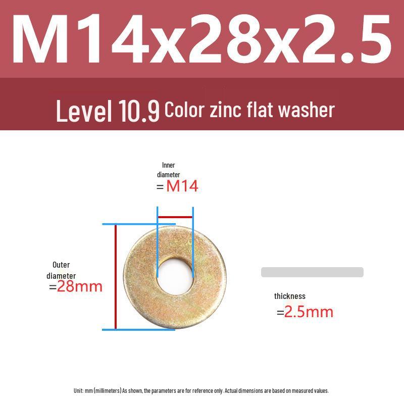 Yigu High-Strength Color Zinc Flat Washer: Enlarged & Thickened M6-M24 Screw Washer