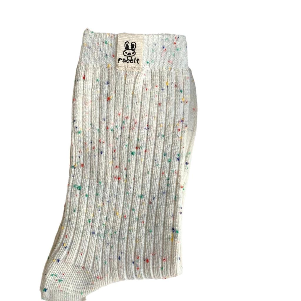 Носки женские майяровые носки средней длины ретро корейские чулки с этикеткой однотонные хлопковые носки с точечной пряжей