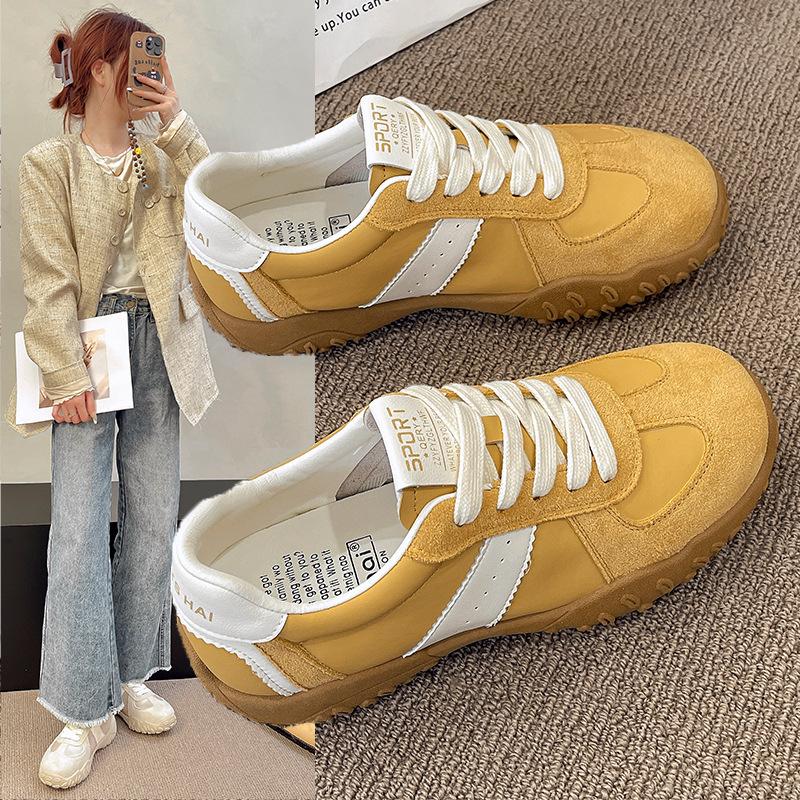 Европейская станция 2025 Весна Повседневная Мягкая кожа Корейское издание На плоской подошве Немецкая спортивная обувь Легкая Нескользящая Мягкая подошва Форрест Гамп Спорт