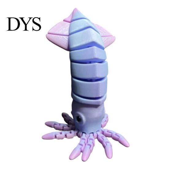 PLA Игрушка-кальмар 3D-печатная шарнирная игрушка, Фигурка с подвижными суставами, Декоративная фигурка Имитация морского животного Fidget для украшения рабочего стола Морская