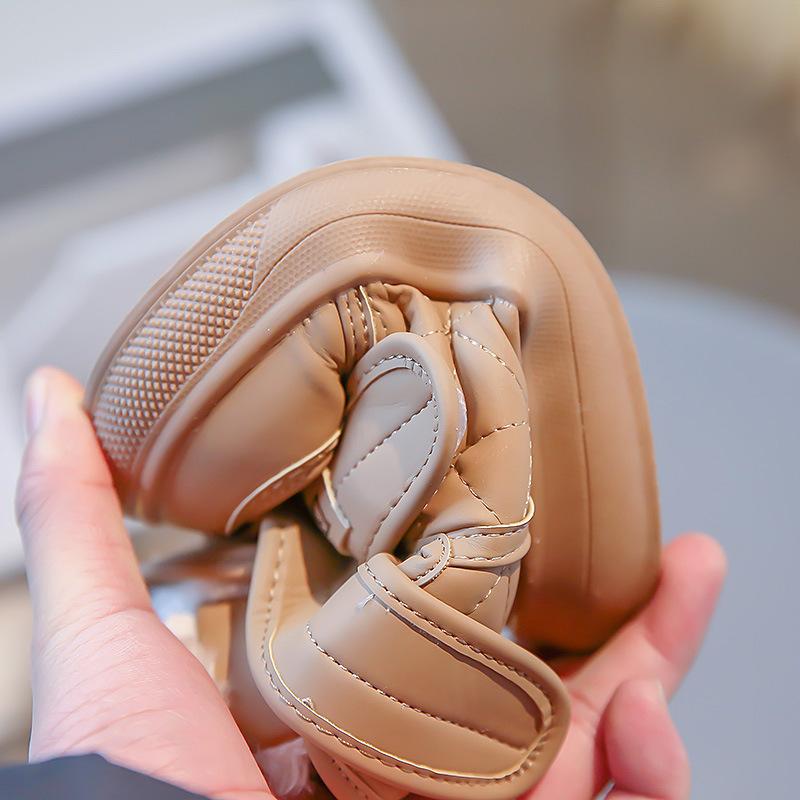 Зимние детские плюшевые ботинки для мальчиков и девочек, кожаные плюшевые теплые зимние ботинки, мягкая подошва на шнурке, детская хлопковая обувь