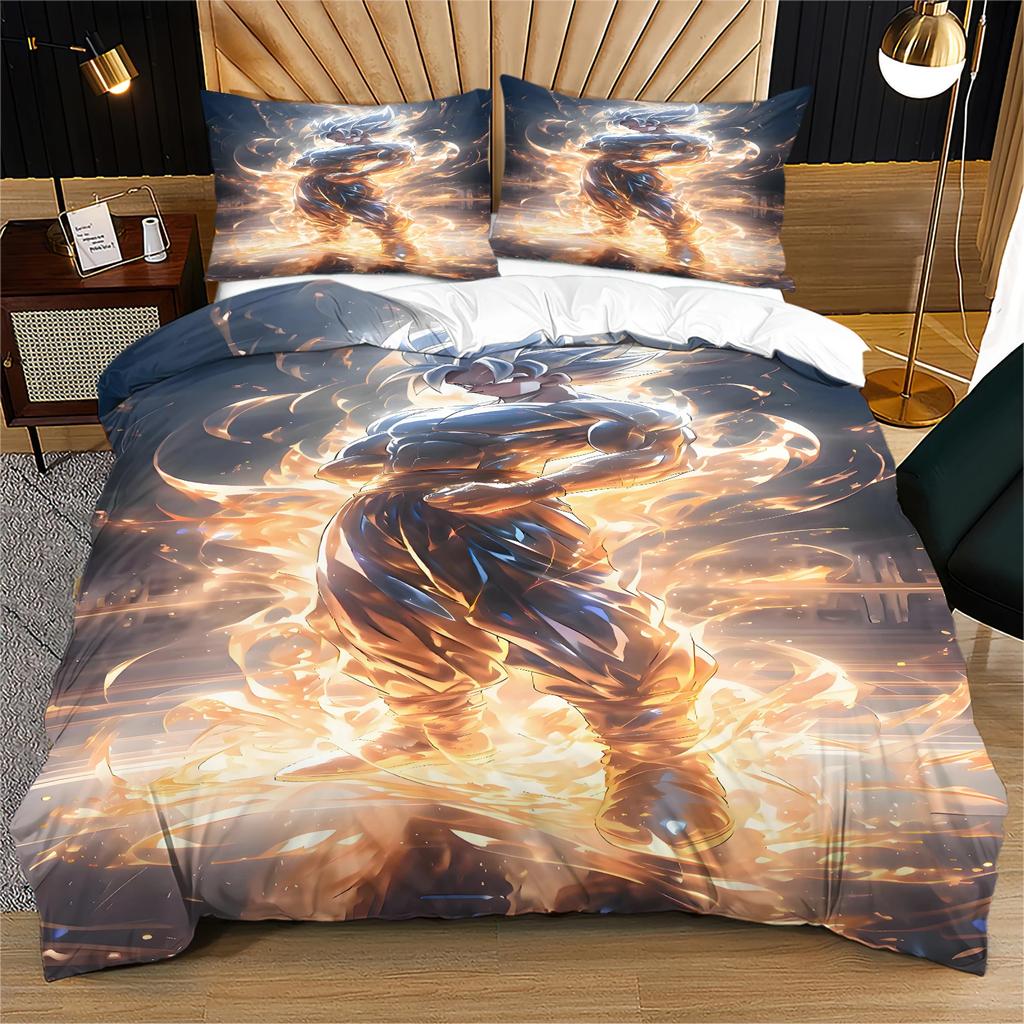 Anime 3D-Dragon-Ball Pattern Bedding Set Pillowcases 2/3pcs Duvet Cover Kids Teen Bedroom All Season Decorative Bed Set