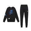 Sportswear Essentials Logo Print Fleece Crewneck Sweatshirt And Cuffed Jogger Pants Set Men Activewear Black BV2680-010+DM6876-010