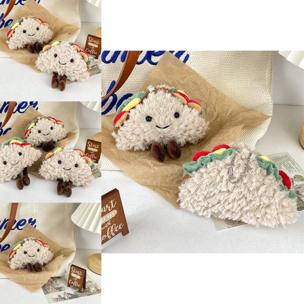 Sandwich Sweet Plush Doll Cute Taco Design Keychain Made With High Quality Cotton Pp
