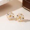 18K Gold Plated Snowflake Stud Earrings with Baguette Cut Cubic Zirconia Sparkly Butterfly Accent Crystal Earrings for Women E