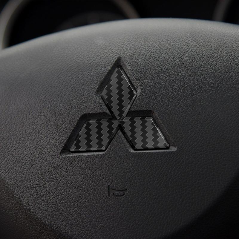 For Mitsubishi ASX Lancer Pajero Outlander L200 EVO Lancer Pajero ABS Car Steering Wheel Center Emblem Sticker Auto Accessories