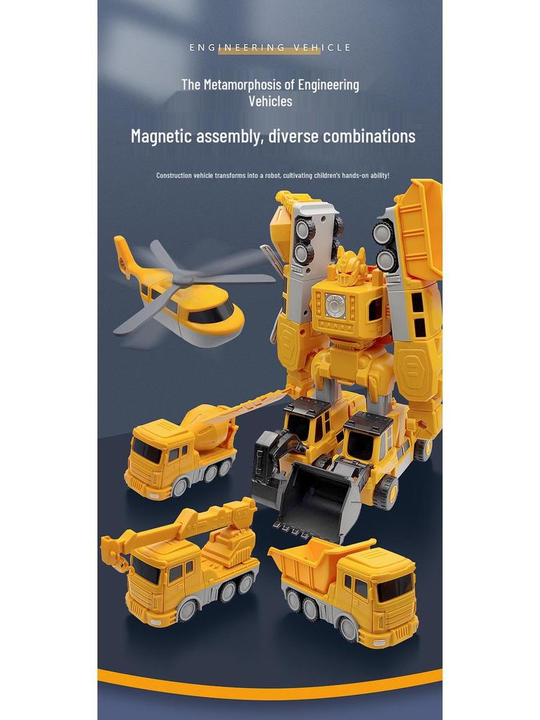 Kids' Magnetic Engineering Vehicle & Robot Transformation Toy Set