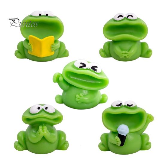 Mini Frog Figurines Cartoon Big Mouth Chorus Frog Statue for Moss Landscape Flower Pot Accessories Resin Miniature Desktop Ornament for Car Home Decor