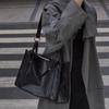 College Student PU Leather Shoulder Bag Underarm Bag Large Handbag Black Tote Bag  Girls Gift
