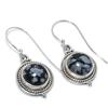 Серьги из чистого серебра 925 пробы с натуральным обсидианом и снежинкой размером 1,25 дюйма G5P97