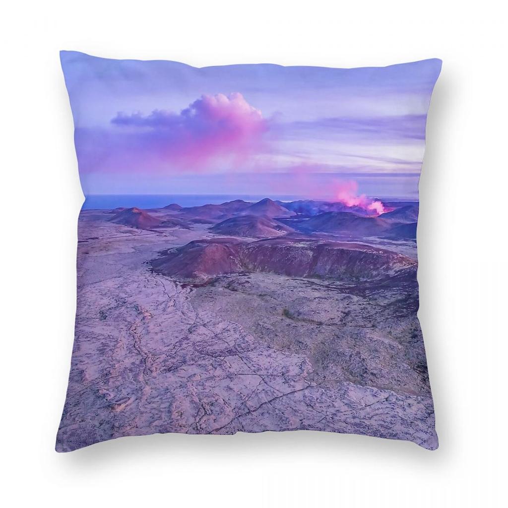 Unearthly Volcanic Eruption Iceland Square Pillowcase Polyester Linen Velvet Pattern Decor Throw Pillow Case Room Cushion Cover
