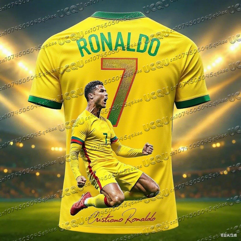 Football Jersey 3d Printed NO.7 Ronaldo Boys Girls Training Kids Sports Breathable Short Sleeve Children's T-shirt