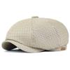 Plaid Newsboy Cap Spring Summer Breathable Peaky Octagonal Hat Vintage Soft Casual Berets Cap Visor Gatsby Flat Ivy Hat