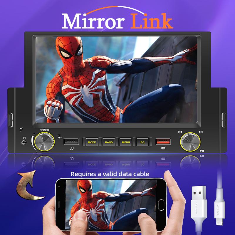 Автомобильное радио Hippcron, 1din CarPlay, Android Auto, Bluetooth, мультимедийное видео, MP5-плеер, 6,2-дюймовый сенсорный экран с пультом дистанционного управления