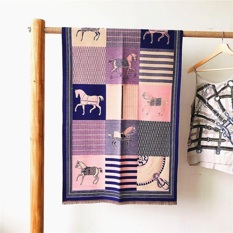 0G Thickened Version Retro Bird Scarf Women's Winter High-end Warm Scarf Imitation Cashmere Shawl