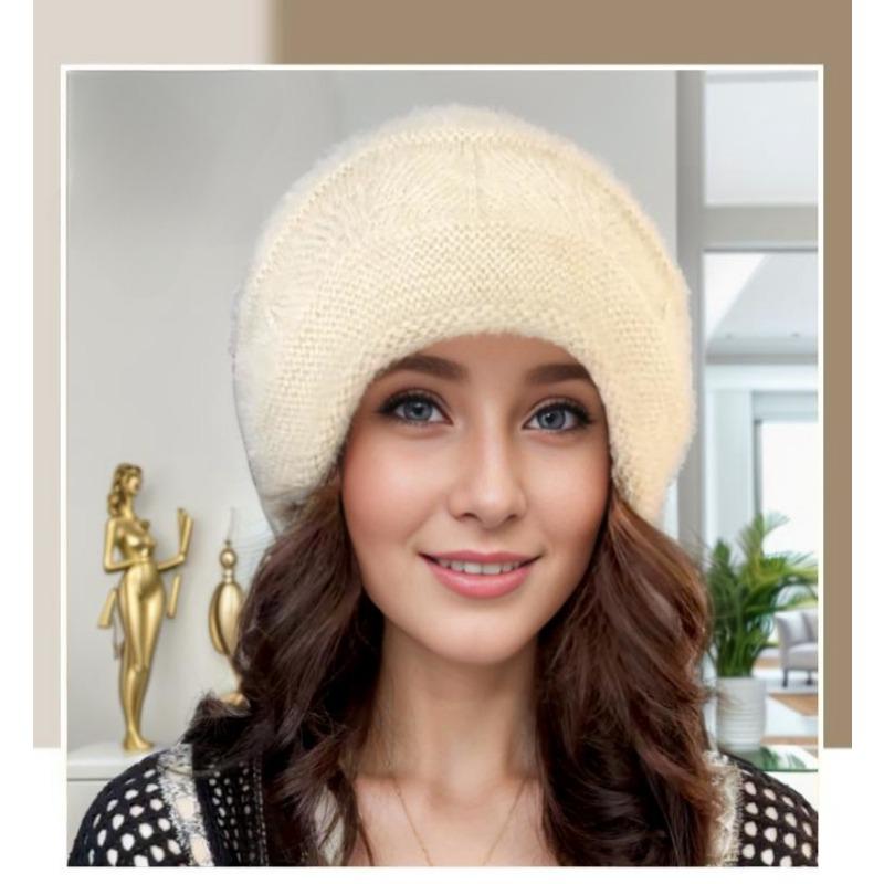 Hats, Ladies' Hats, Pullover Hats, Drawstring Style, Stacked Hats, Double-layer, Warm, Knitted, Woolen Hats