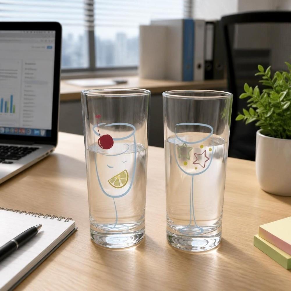 Transparent Clear Glass Cup Printed Water Milk Mug Ins Iced Coffee Mug Gift
