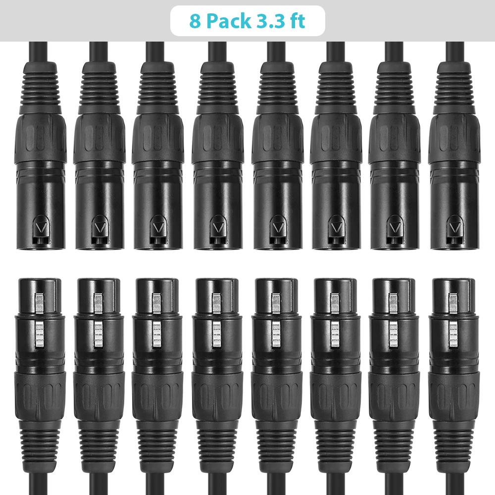 Кабель XLR 1 м/3,3 фута Кабель DMX для освещения сцены 3-контактный разъем XLR «папа-мама» Черный разъем из ПВХ для перемещения