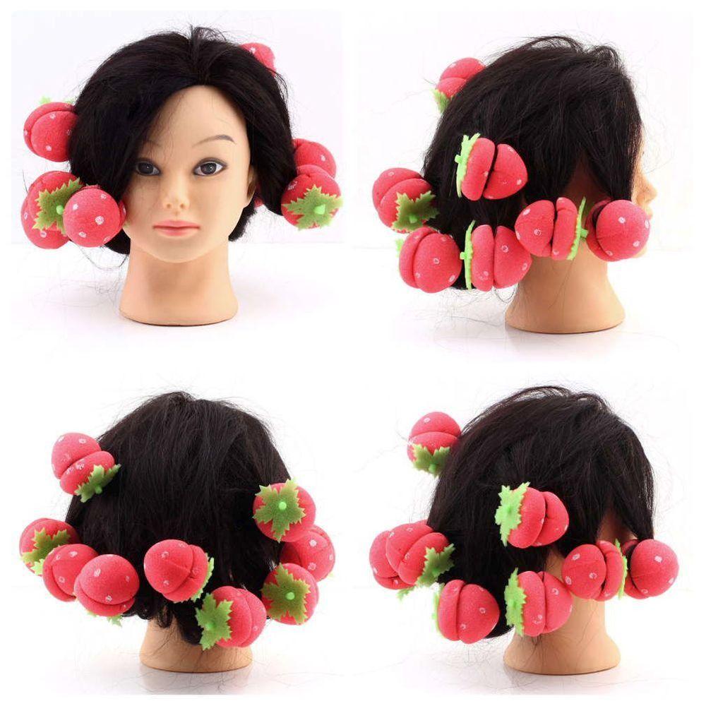 6PCS DIY Sponge Rollers Curlers Bouncy Curling Hair Head Hair Curler Strawberry Curler Long Hairs Hair Styling Tools