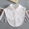 White Chiffon Fake Collars Woman Vintage Half Shirt False Collar Woman Embroidery Detachable Lapel Collar Faux Col Accessories