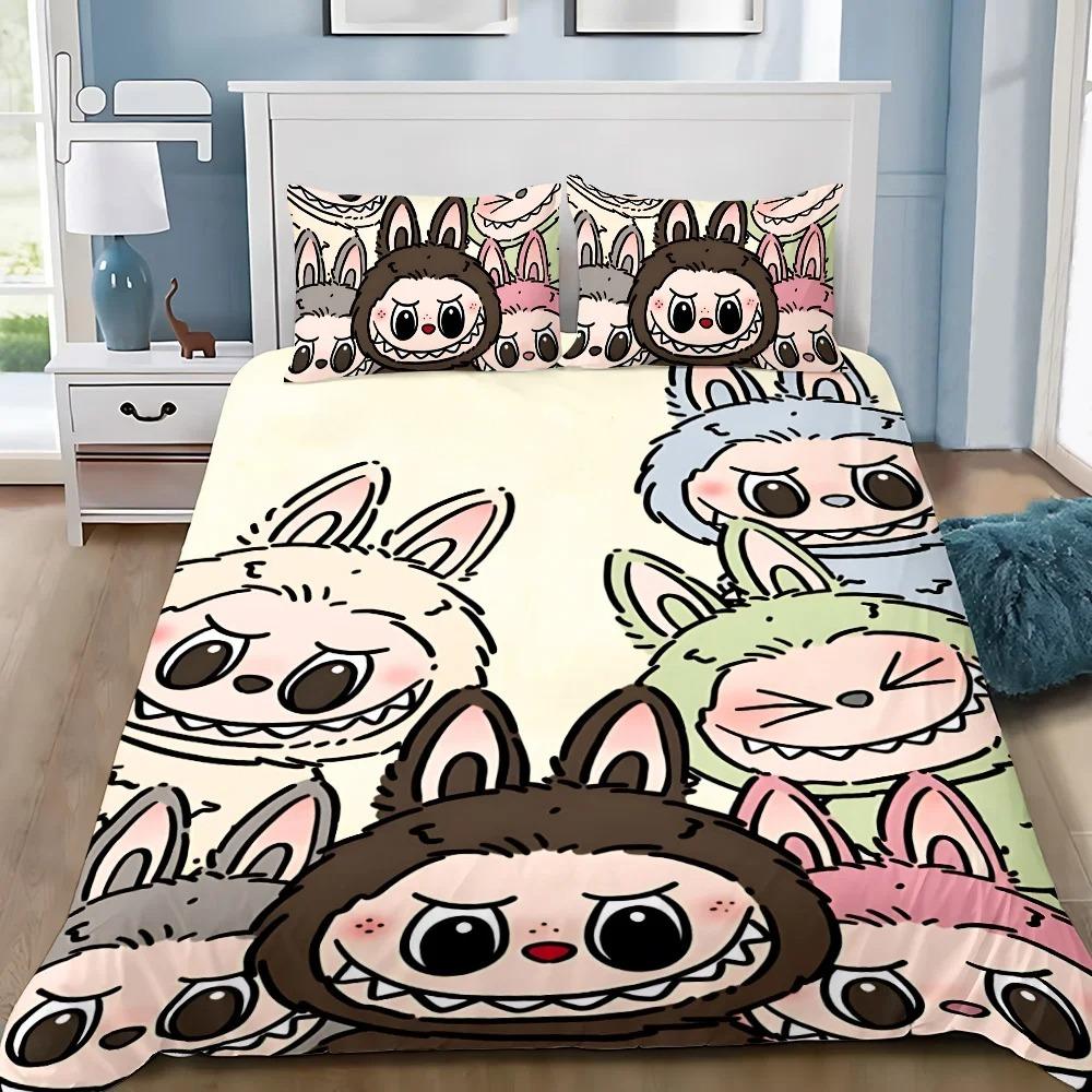 Милый 3D постельный комплект Labu из 2/3 предметов для спальни, Детский подарок, Подростковый, Взрослый, Микрофибра, Двуспальный, Пододеяльник на молнии, Декор комнаты
