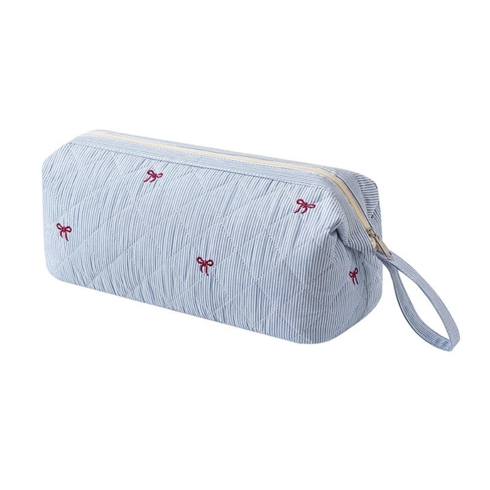 Quilted Cosmetic Bag Bow Print Storage Pouch Gifts Hair Styling Tool Bag