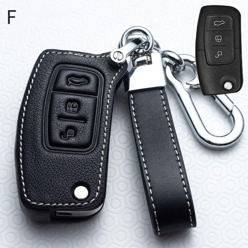 Кожаный чехол для Ford Fiesta Focus 2 Ecosport Kuga Escape Car Flip Folding Remote Key Case 3 Buttons Key Covers