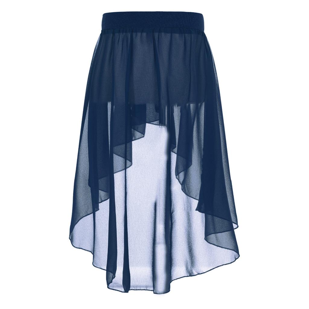 Kids Girls High Low Chiffon Dance Skirt for Lyrical Ballet Latin Jazz Stage Performance