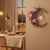3D 37cm Moon-Shaped Artificial Flower Wreath Wall Hanging, Cross-Border Door Decoration, Festival Decoration, Front Door Hanging