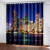 Cyberpunk City Sky Blackout Window Curtains For Kids Bedroom Living Room Bathroom Kicthen Door Home Hall2Pieces High Shading New