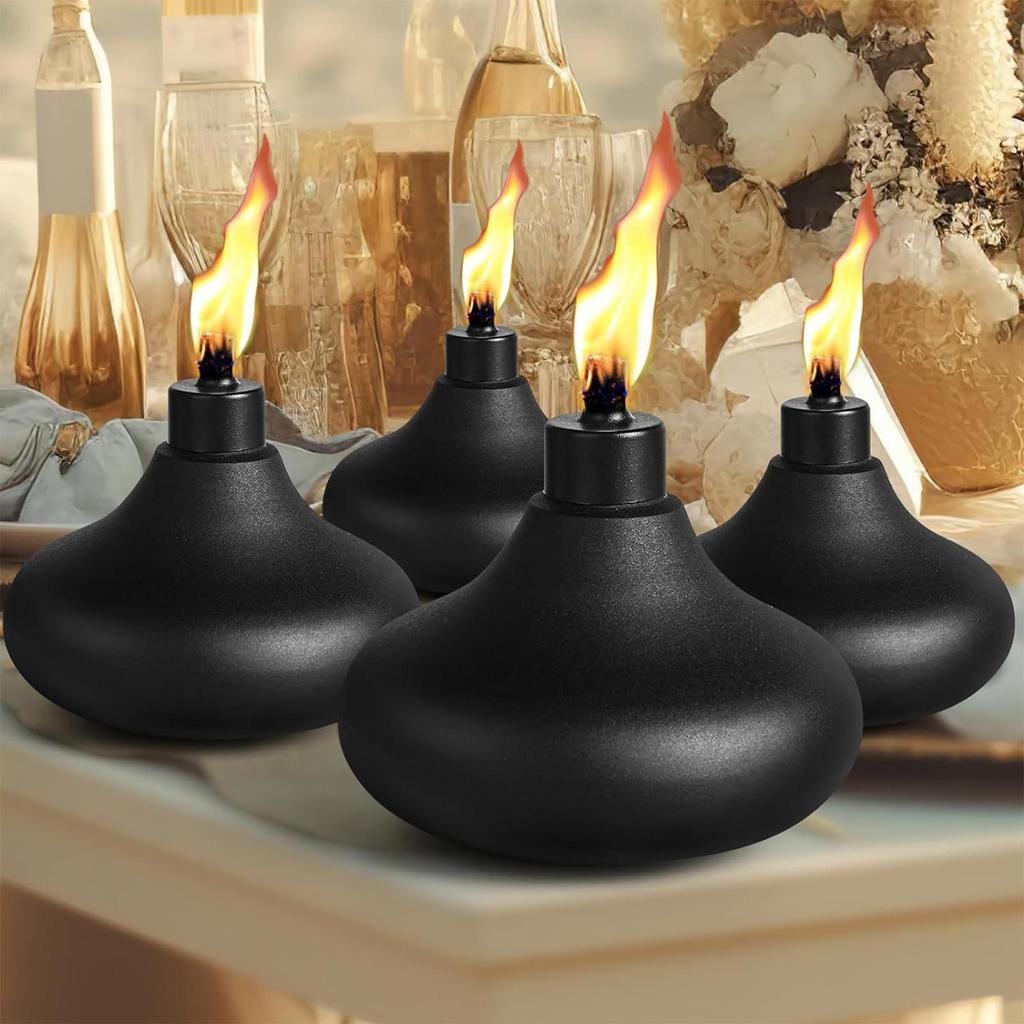 Refillable Torch Canister Tabletop Lantern Metal Torch Citronella Torches Decorative Tabletop Lantern for Patio Deck Garden