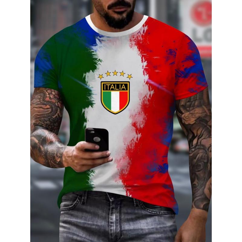 Летняя свободная мужская футболка с короткими рукавами в спортивном стиле с 3D-принтом и сетчатой тканью