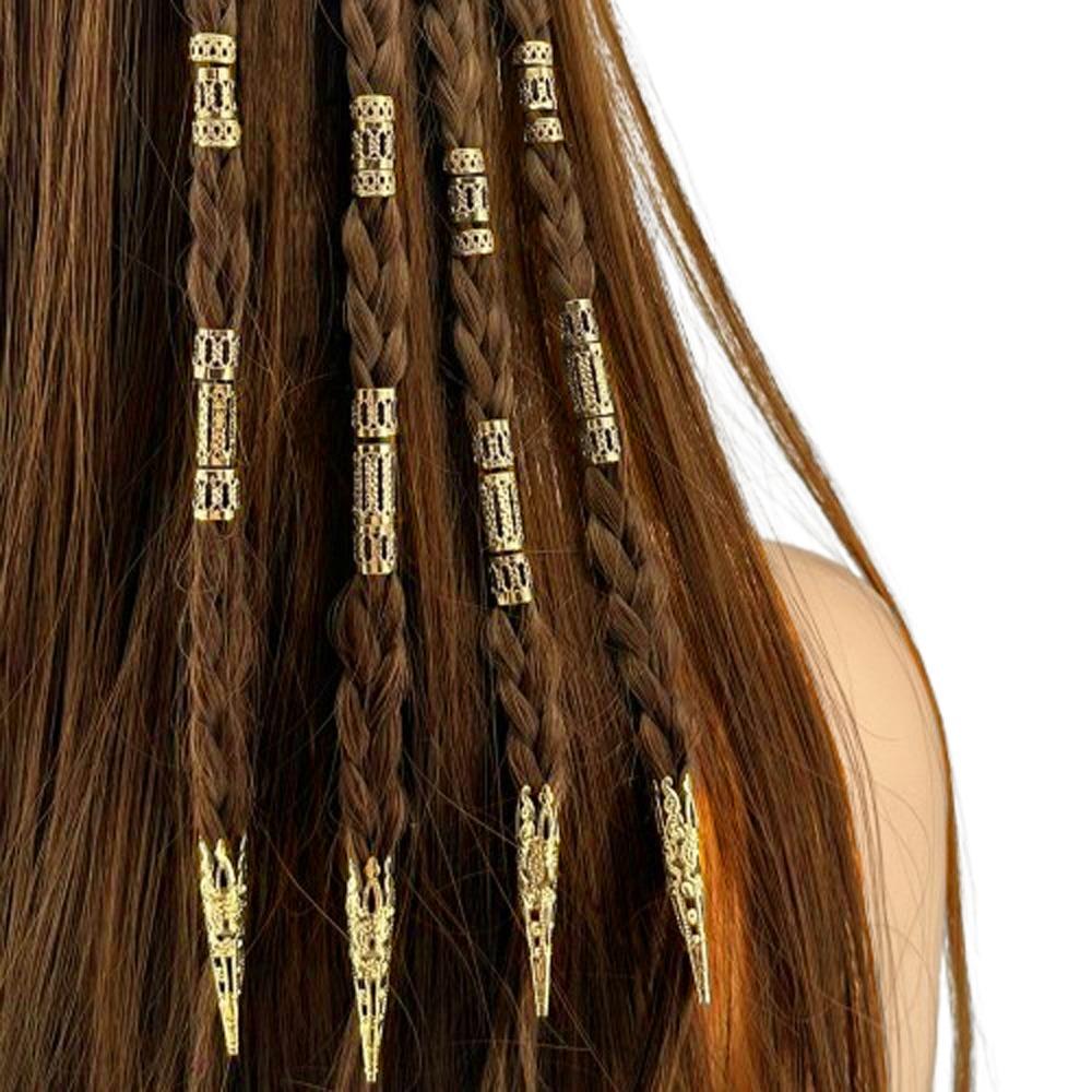 50pcs Dread Locks Dreadlocks Beads Metal Cuff Clips Hair Braid Tubes Hair Jewelry