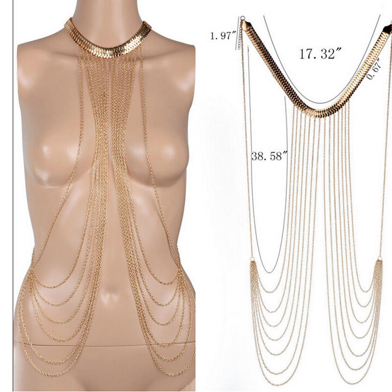 Sexy Body Chain Necklaces Tassel Alloy Long Necklace Female Jewelry