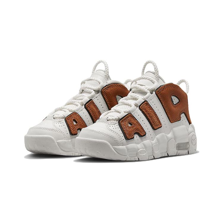 Nike Баскетбольные кожаные детские кроссовки Air More Uptempo PS White Phantom Black DZ5322-001