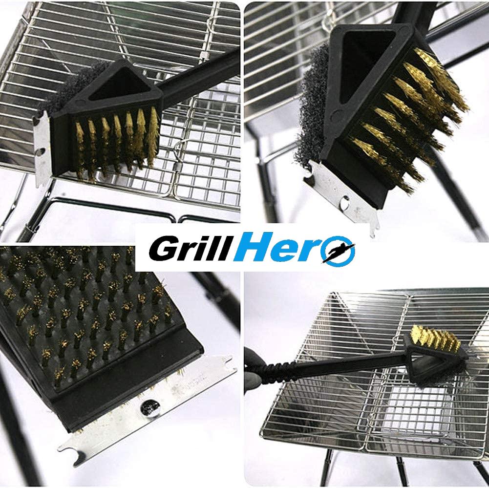 GRILLHERO 3in1 Grill Cleaning Brush Professional Grill Brush Grill Grill Grate Stainless Steel