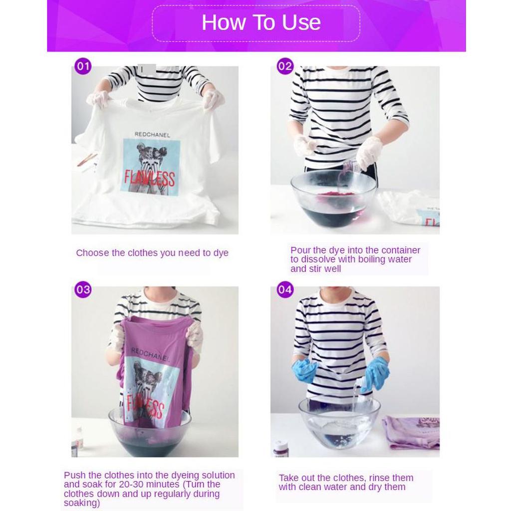 Fabric Clothes Dye Home DIY Handy Jeans Shirts Coloring Material Black