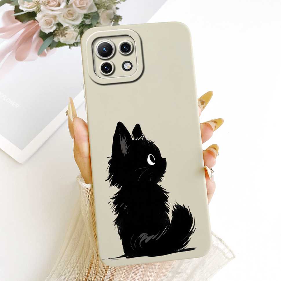 Case For Xiaomi Mi 11 11Lite 11 Lite Soft Phone Case Protection Luxury Animals Cat Dragon Back Cover For Xiaomi Mi11 Lite Capa