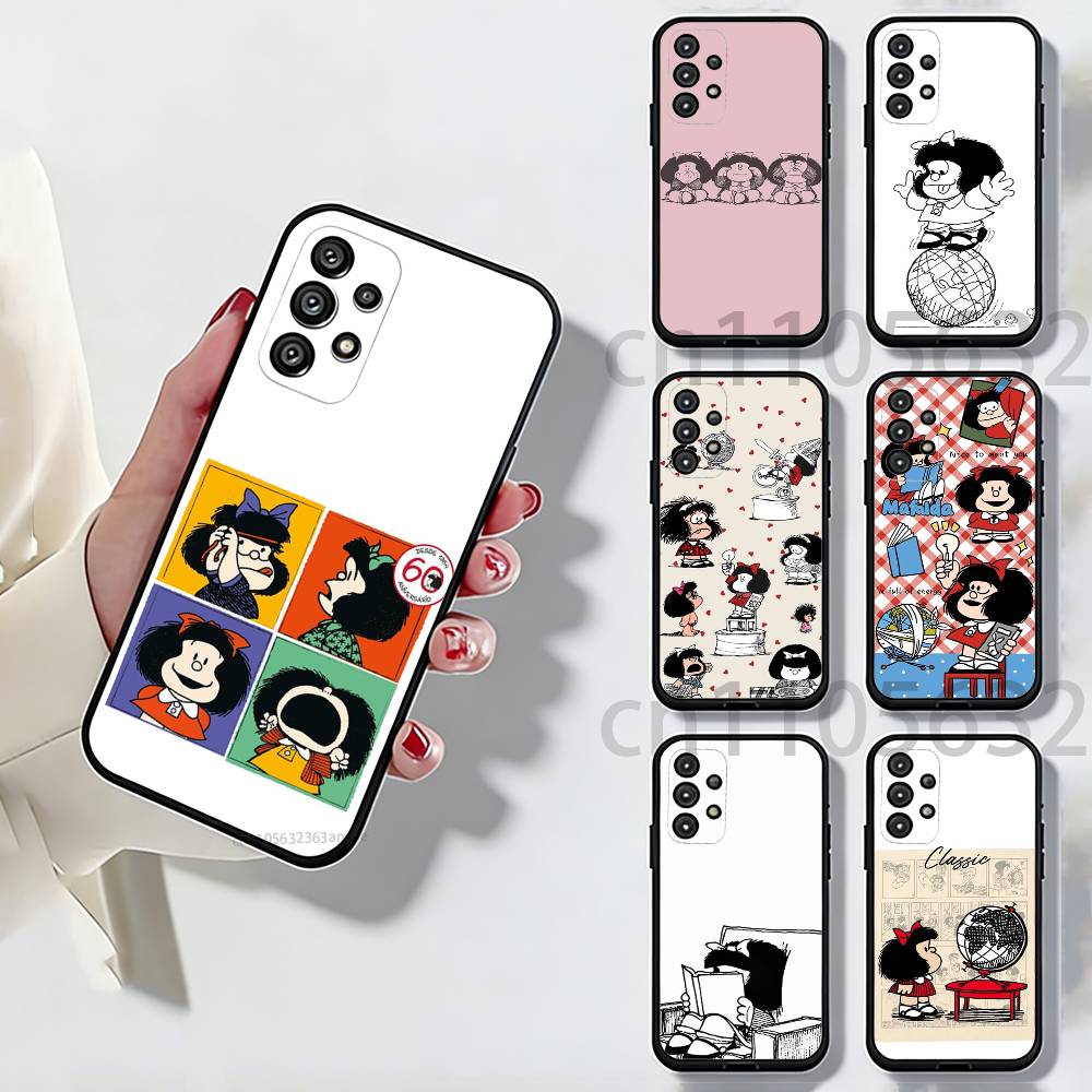 Funny M-Mafalda Phone Case For Samsung Galaxy A13,21s,22,31,32,52,53,71,80,A91 Soft Black Shell