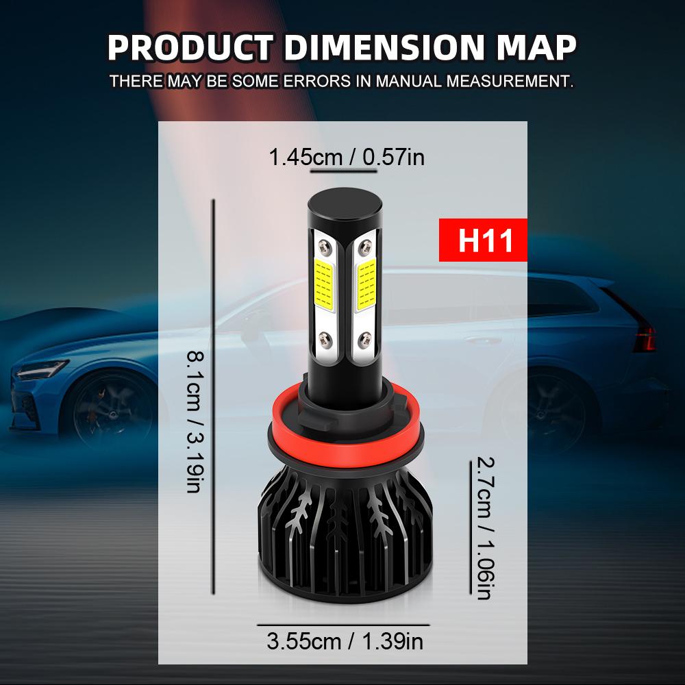 H11 Светодиодные лампы для фар автомобиля H11 Яркие 4 стороны 360° Светодиоды COB 12000Лм 6500K Белый Автомобильные лампы