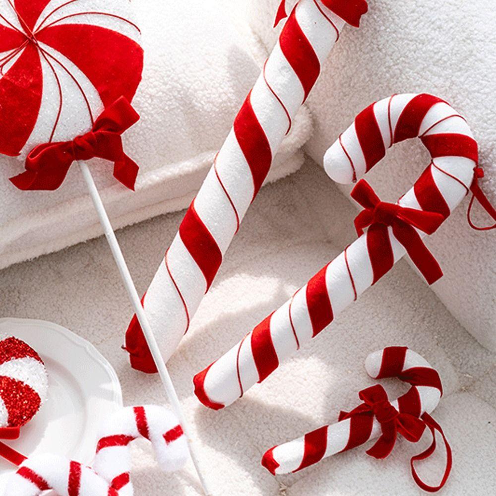 Белые и красные подвесные украшения в виде леденцов из пенопласта и бархата, украшение для рождественской елки, украшение для дома
