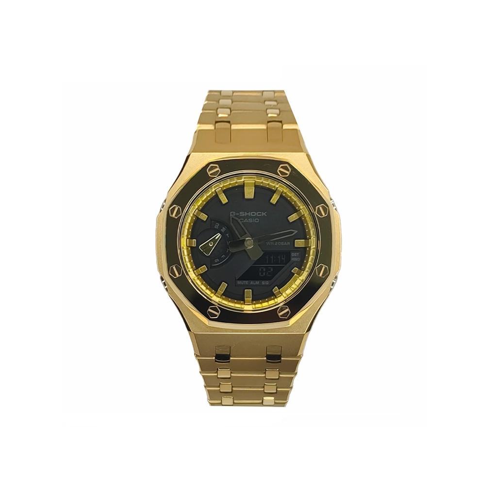 Casio Мужские часы с ЖК-дисплеем и аналоговым двойным дисплеем, серия Black, GA-2100SKE-7A(Watch3--)