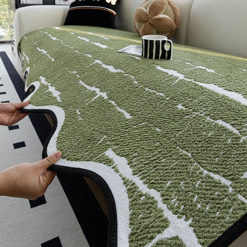 Light Luxury High-Grade Leather Sofa Cushion New Autumn And Winter Plush Special-Shaped Irregular Sofa Seat Cushion Cover Cloth Towel