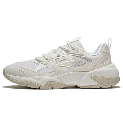 Li Ning Удобные амортизирующие нескользящие износостойкие дышащие низкие повседневные туфли женские кроссовки белые AGCR478-4