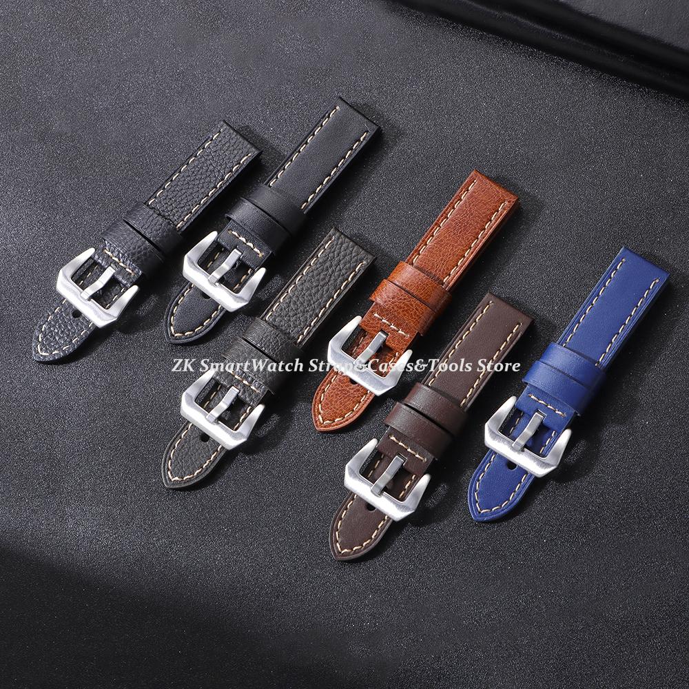 High Quality Genuine Leather Watch Band for Panerai Cowhide Oil Wax Strap Men Sport Bracelet Watchband 20mm 22mm 24mm Band Belt