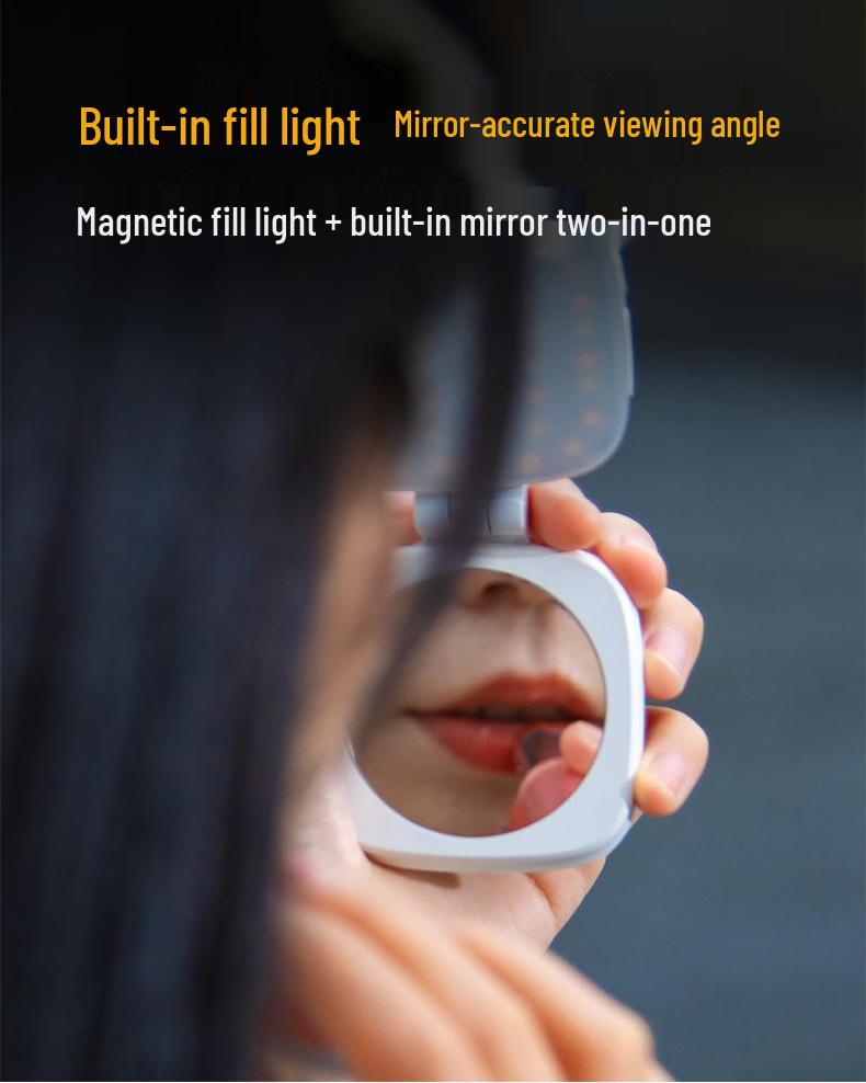 F662 Мобильный телефон заполняющий свет: Магнитный селфи-светильник с улучшением кожи, со встроенным зеркалом для макияжа и складной конструкцией.