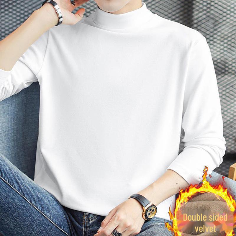 Мужская двухсторонняя немецкая бархатная термоводолазка с длинным рукавом зимняя рубашка