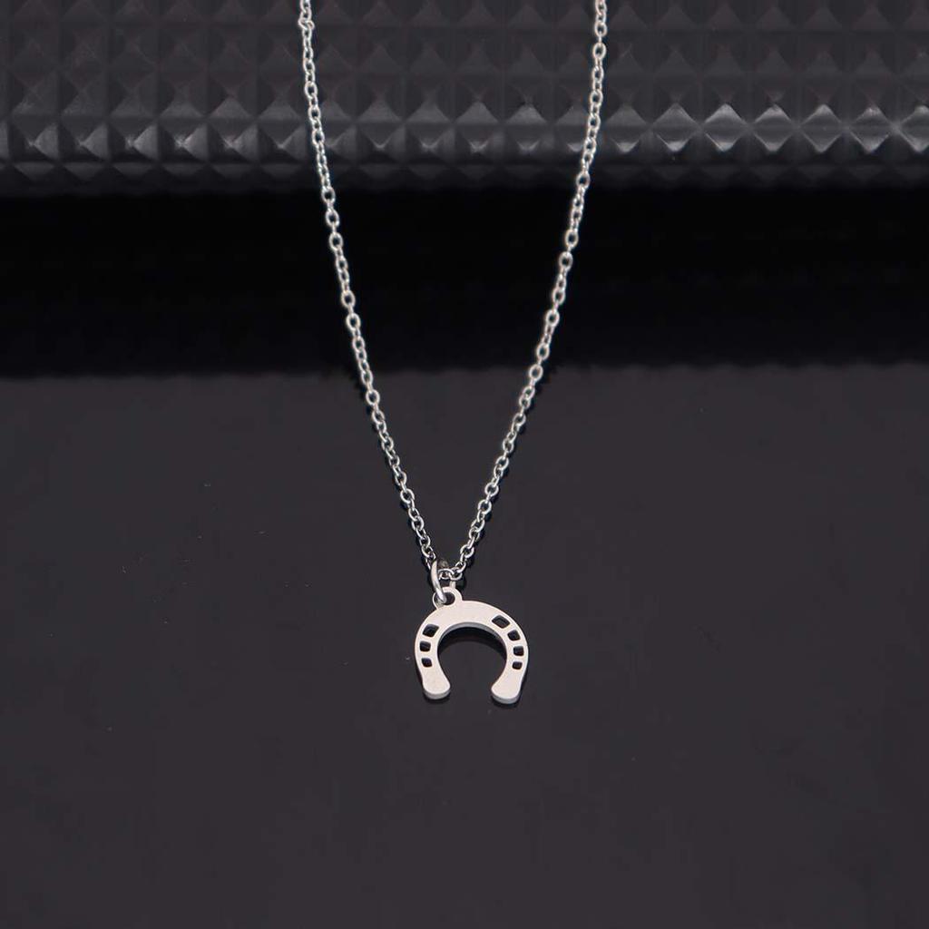 Elegant Horseshoe Pendant Necklace for Women - Stainless Steel Clavicle Chain